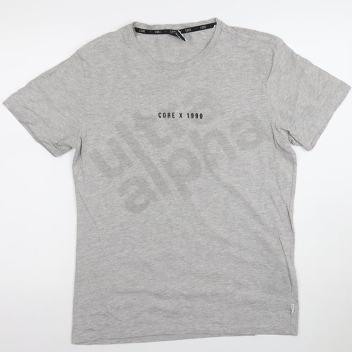 Jack & Jones Men's Grey Small Crew Neck Graphic T-Shirt