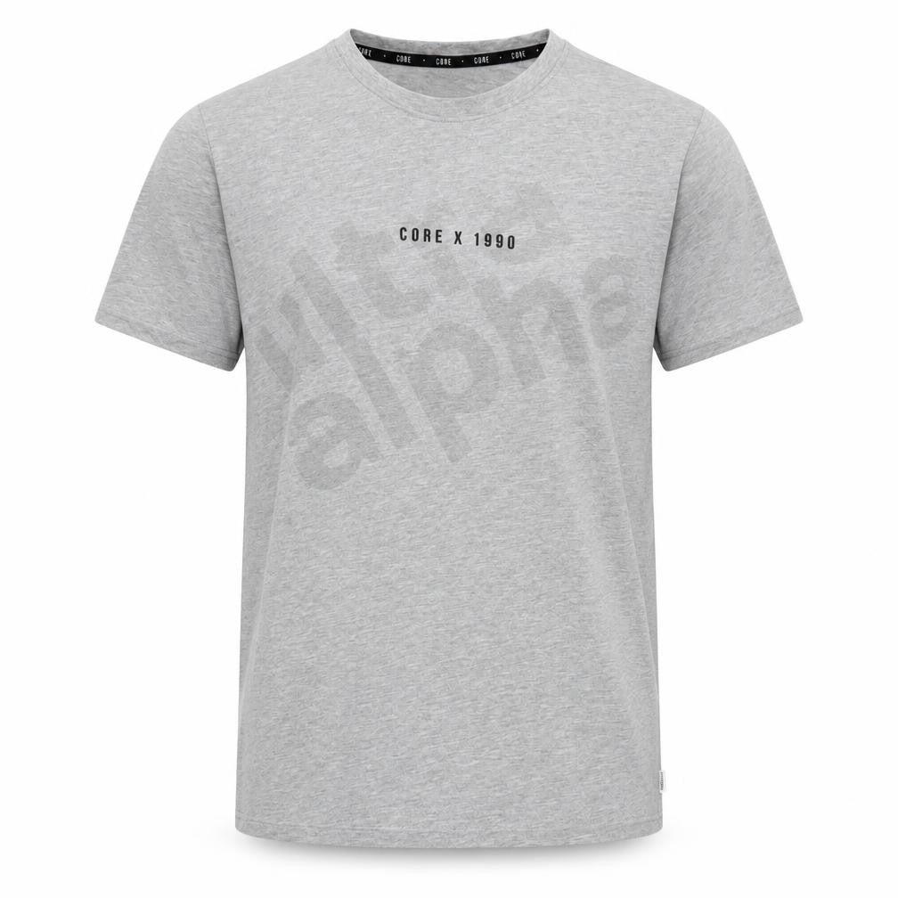 Front view of Jack & Jones Men's Grey Small Crew Neck Graphic T-Shirt