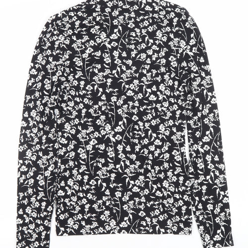 Marks and Spencer Women’s Black Floral Roll Neck Long Sleeve T-Shirt Size 6