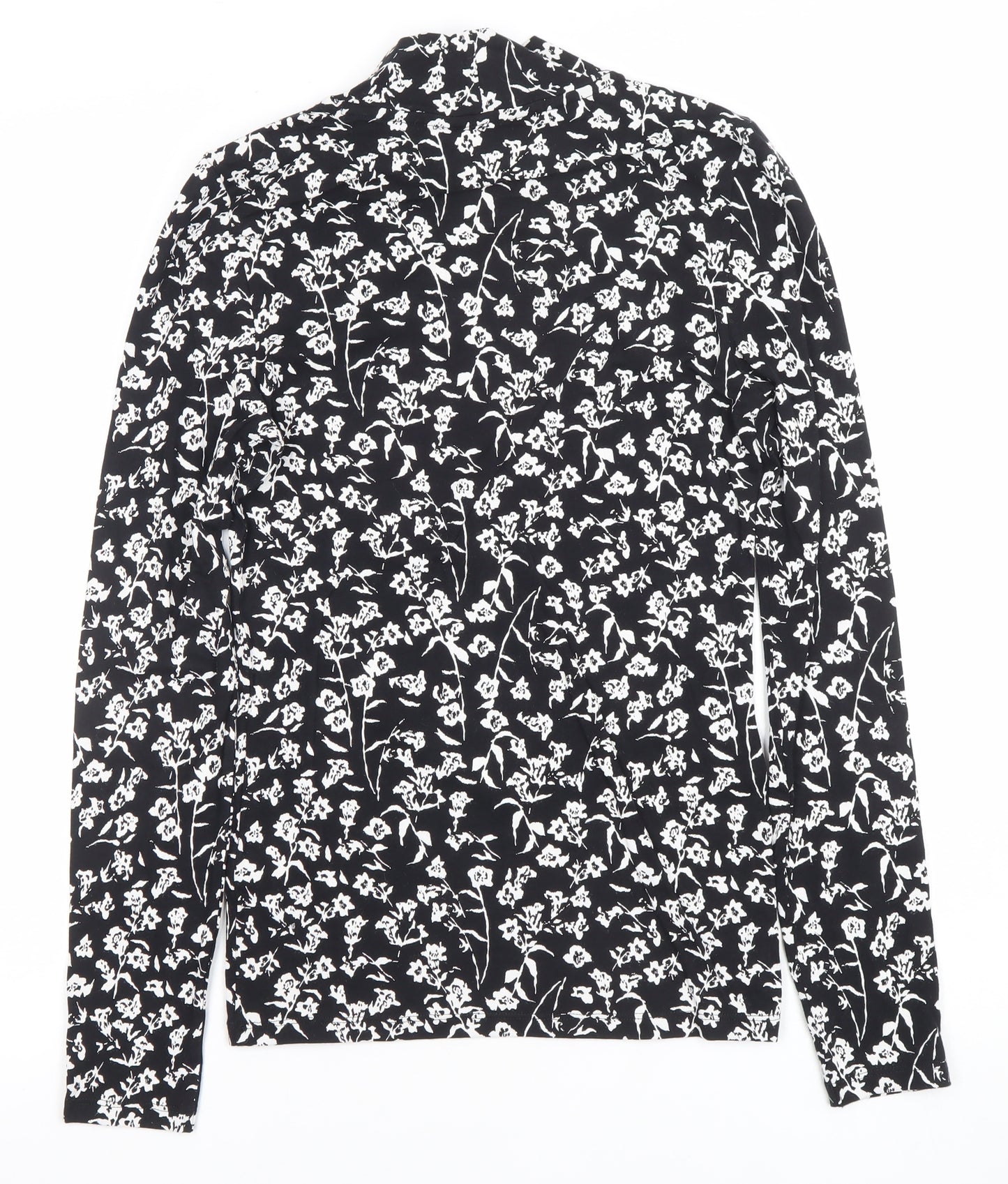 Marks and Spencer Women’s Black Floral Roll Neck Long Sleeve T-Shirt Size 6