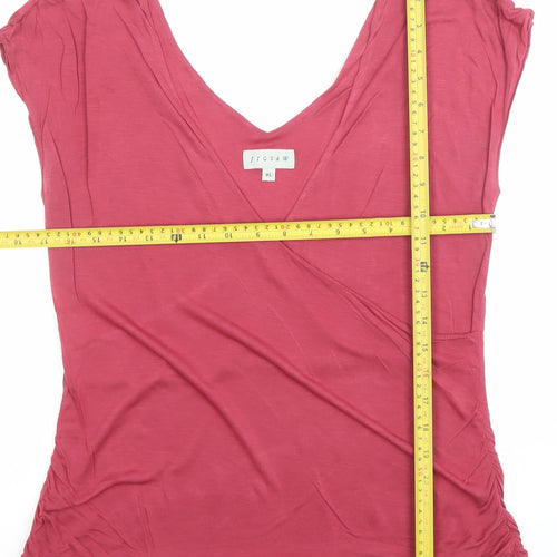 Jigsaw Womens Pink Lyocell Wrap V-Neck T-Shirt XL