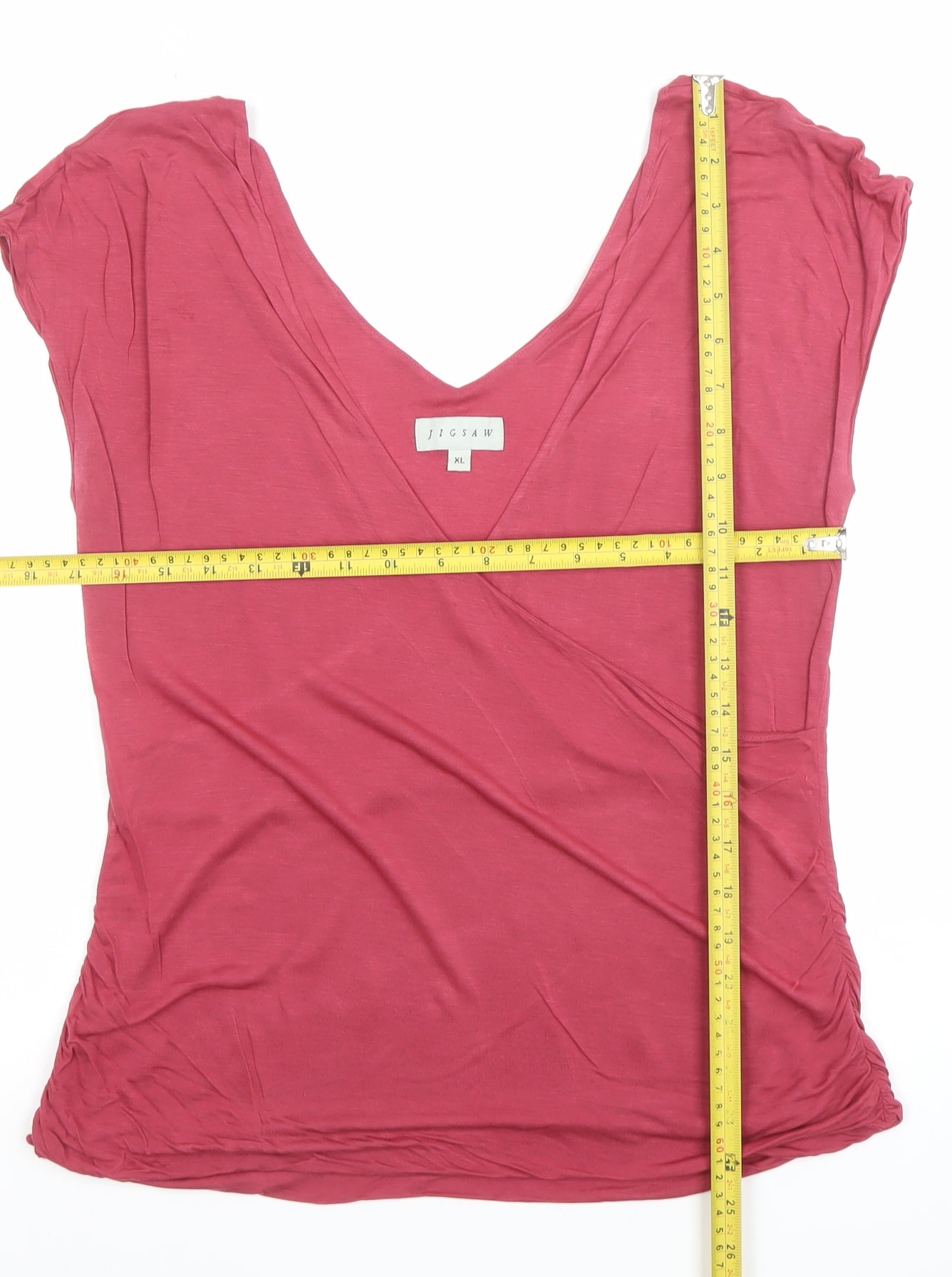 Jigsaw Womens Pink Lyocell Wrap V-Neck T-Shirt XL
