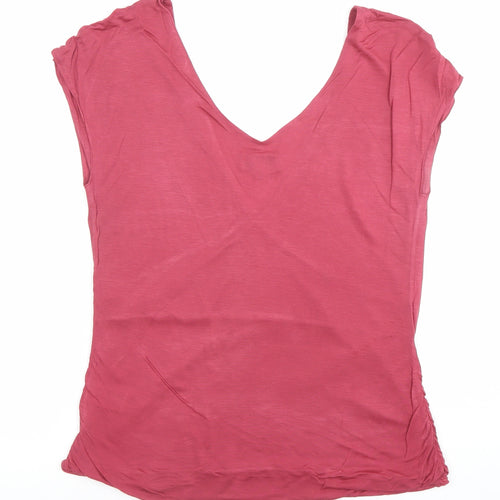 Jigsaw Womens Pink Lyocell Wrap V-Neck T-Shirt XL