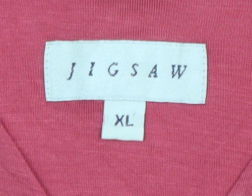 Jigsaw Womens Pink Lyocell Wrap V-Neck T-Shirt XL