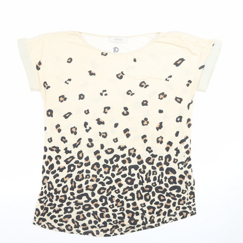 Oasis Women’s Beige Leopard Print Short Sleeve T-Shirt XS