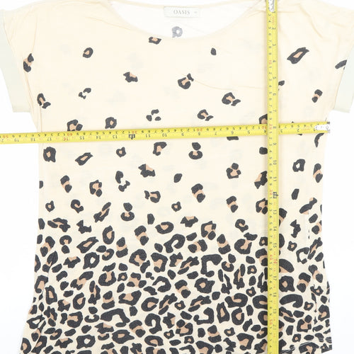 Oasis Women’s Beige Leopard Print Short Sleeve T-Shirt XS