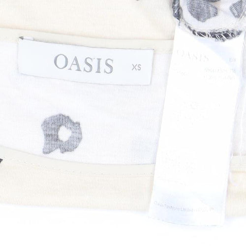 Oasis Women’s Beige Leopard Print Short Sleeve T-Shirt XS