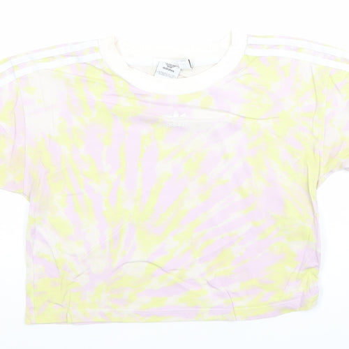 Adidas Womens Multicoloured Cropped Tie-Dye Relaxed T-Shirt Size 10