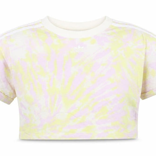 Adidas Womens Multicoloured Cropped Tie-Dye Relaxed T-Shirt Size 10