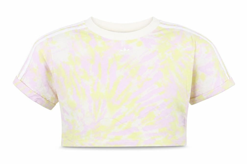 Adidas Womens Multicoloured Cropped Tie-Dye Relaxed T-Shirt Size 10
