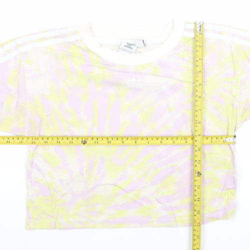 Adidas Womens Multicoloured Cropped Tie-Dye Relaxed T-Shirt Size 10