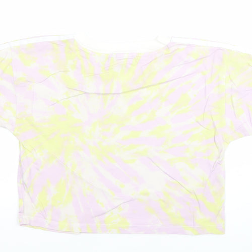 Adidas Womens Multicoloured Cropped Tie-Dye Relaxed T-Shirt Size 10