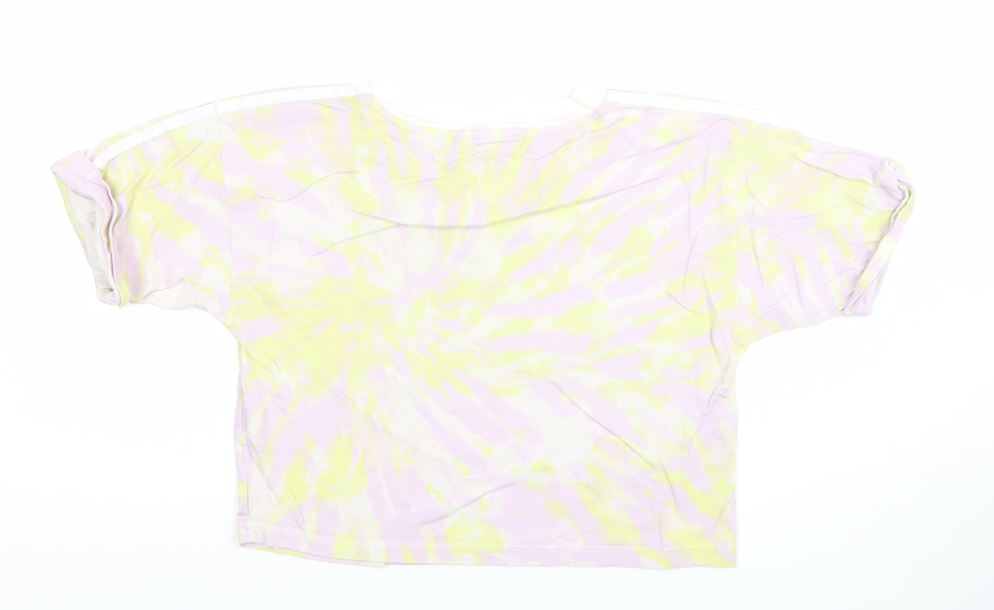 Adidas Womens Multicoloured Cropped Tie-Dye Relaxed T-Shirt Size 10