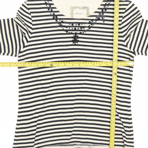 Dash Women’s Black Stripe 3/4 Sleeve Cotton T-Shirt Size 10