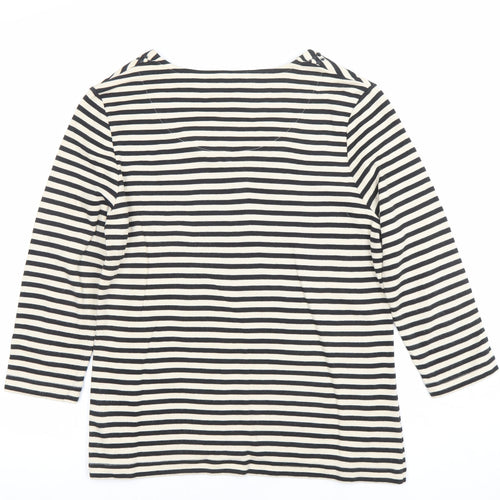 Dash Women’s Black Stripe 3/4 Sleeve Cotton T-Shirt Size 10