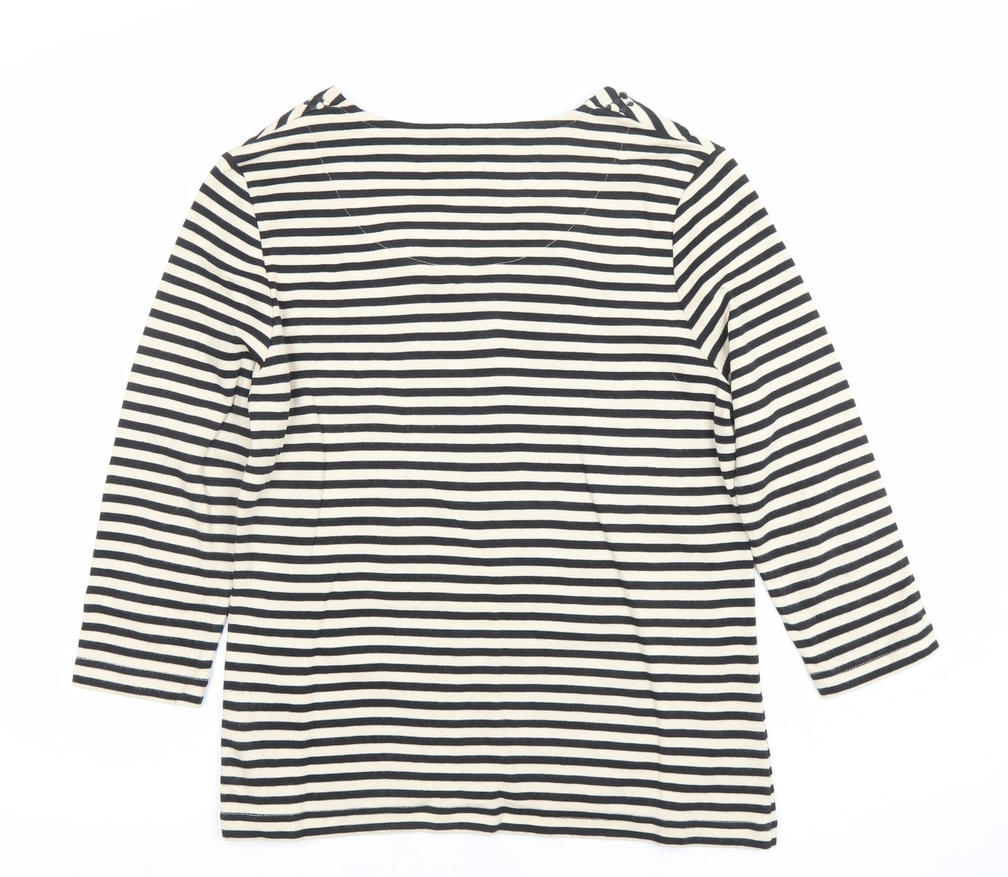 Dash Women’s Black Stripe 3/4 Sleeve Cotton T-Shirt Size 10