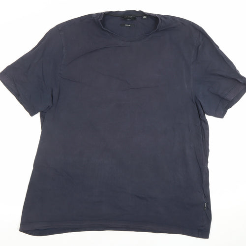 Ted Baker Men's Blue Regular Fit Crew Neck Cotton T-Shirt Size L