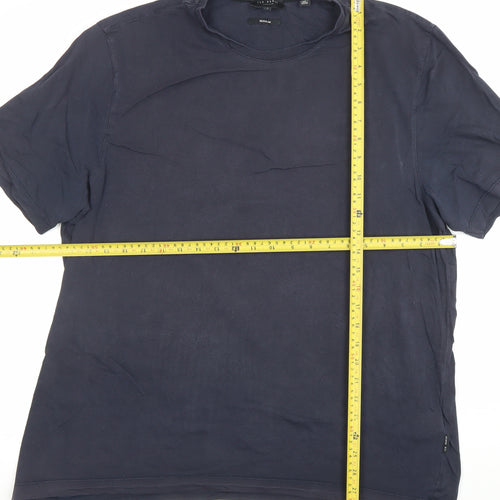 Ted Baker Men's Blue Regular Fit Crew Neck Cotton T-Shirt Size L
