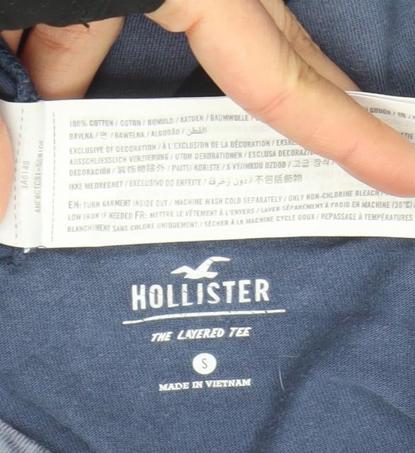 Hollister Men's Blue Small Crew Neck Lightweight T-Shirt