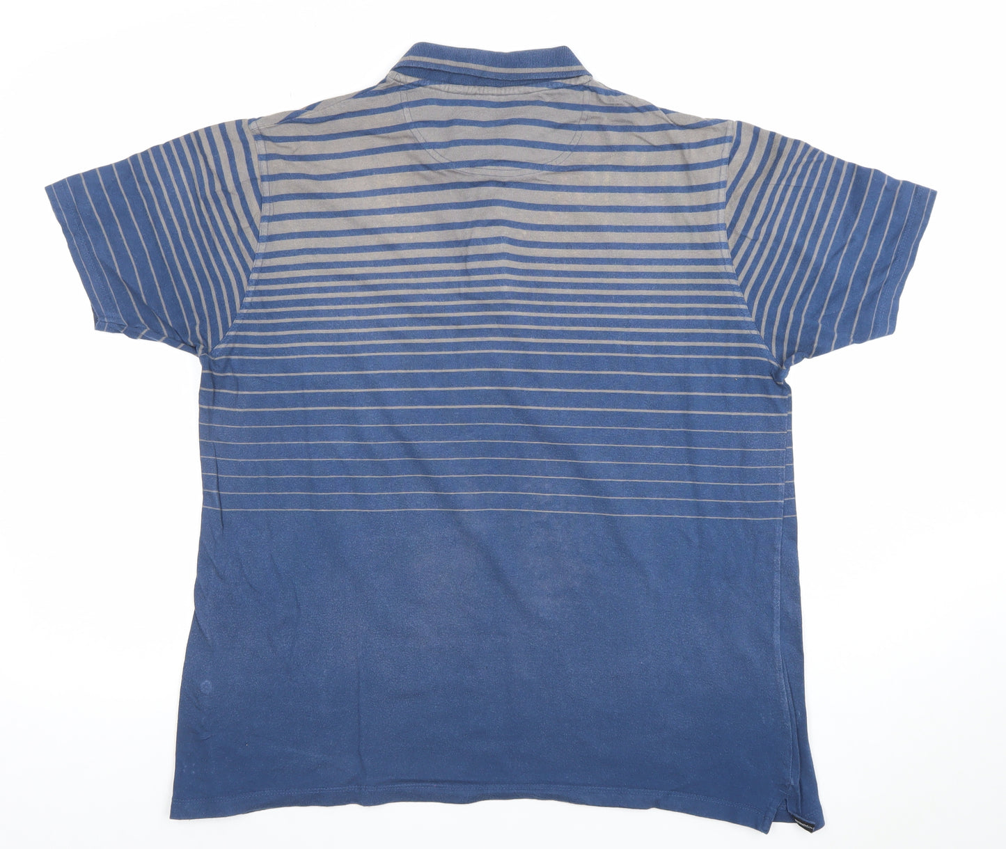 Colin Montgomerie Men's Blue Striped Cotton Polo Shirt M Golf Style