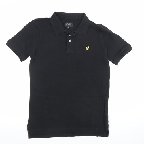 Lyle & Scott Junior Black Cotton Polo Shirt Teen Size 10 Years