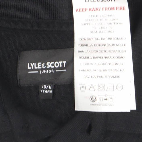 Lyle & Scott Junior Black Cotton Polo Shirt Teen Size 10 Years