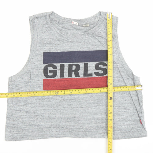Levi's Womens Grey Cropped Tank Top Medium Casual Retro Style