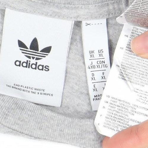 Adidas Men's Grey XL Trefoil Logo Regular Fit Short Sleeve T-Shirt