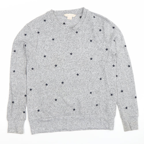 Mauvette Women's Grey Star Knit Jumper Size 8 Crew Neck Pullover
