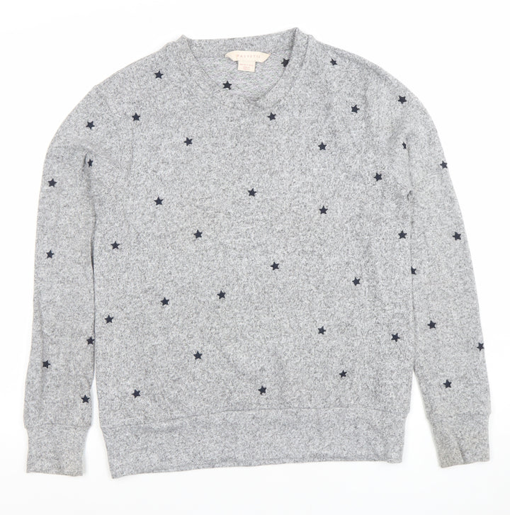 Mauvette Women's Grey Star Knit Jumper Size 8 Crew Neck Pullover