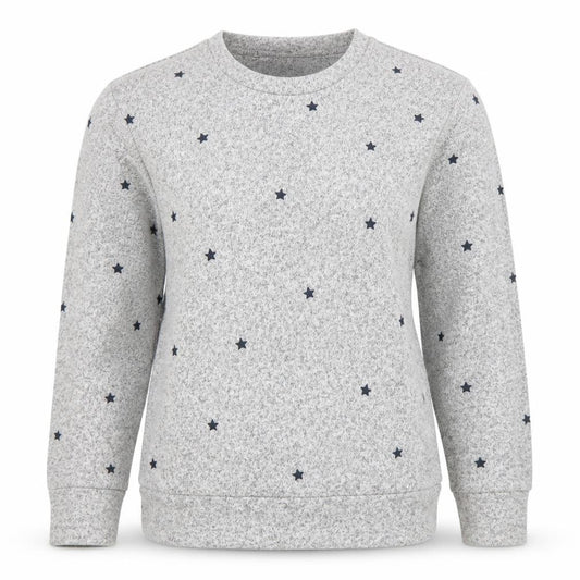 Front view of Mauvette Women's Grey Star Knit Jumper, size 8, Crew Neck Pullover