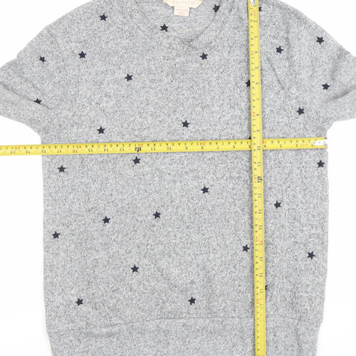 Mauvette Women's Grey Star Knit Jumper Size 8 Crew Neck Pullover