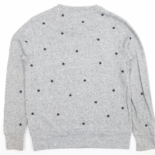 Mauvette Women's Grey Star Knit Jumper Size 8 Crew Neck Pullover