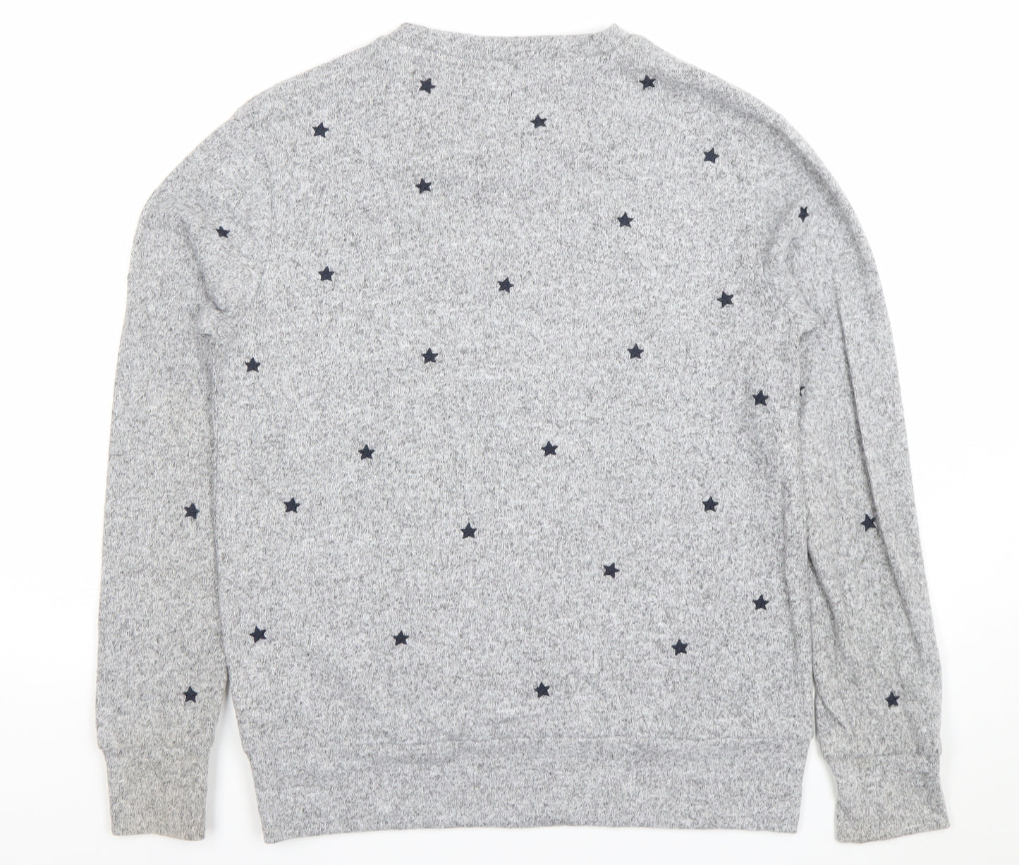 Mauvette Women's Grey Star Knit Jumper Size 8 Crew Neck Pullover