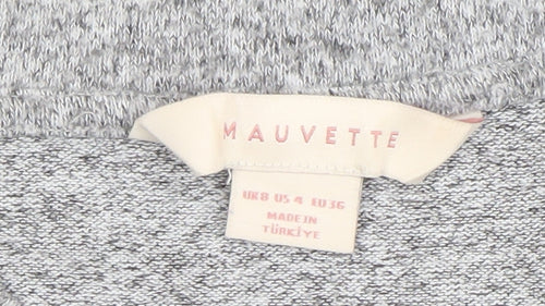 Mauvette Women's Grey Star Knit Jumper Size 8 Crew Neck Pullover