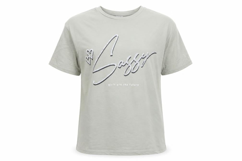 River Island Girls Green Glitter Logo T-Shirt 9-10 Years Regular Fit