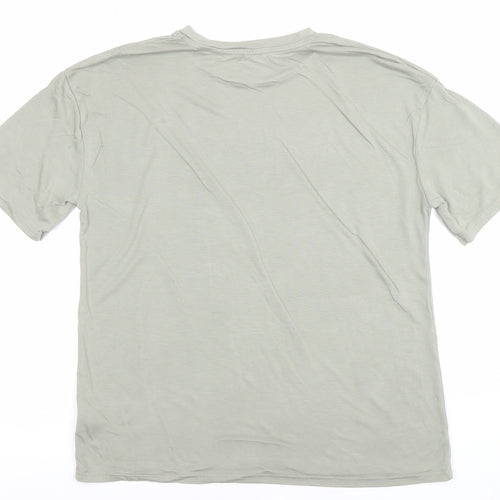 River Island Girls Green Glitter Logo T-Shirt 9-10 Years Regular Fit
