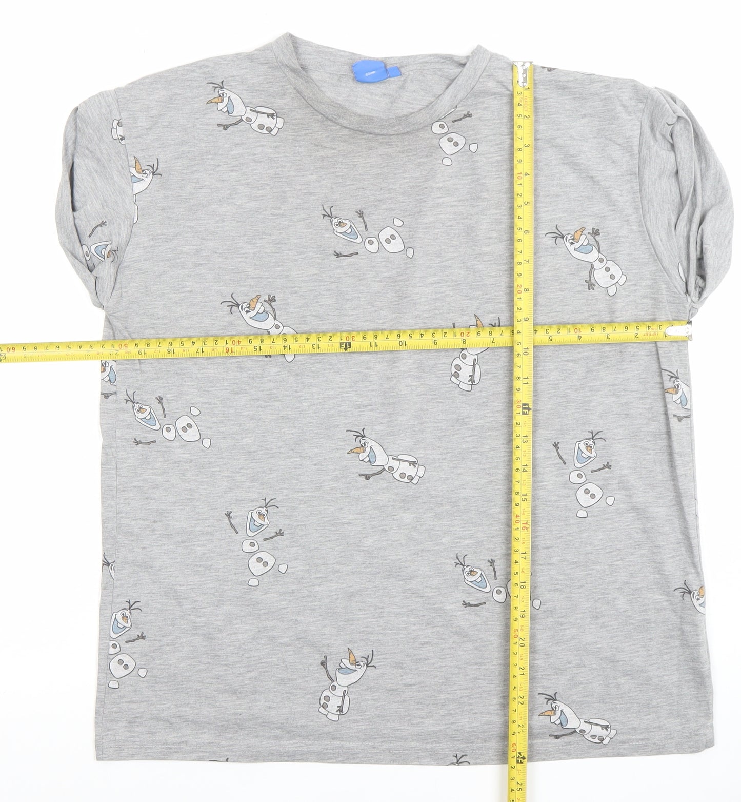 Disney Women Grey Olaf T-Shirt L Short Sleeve Cotton Blend Casual