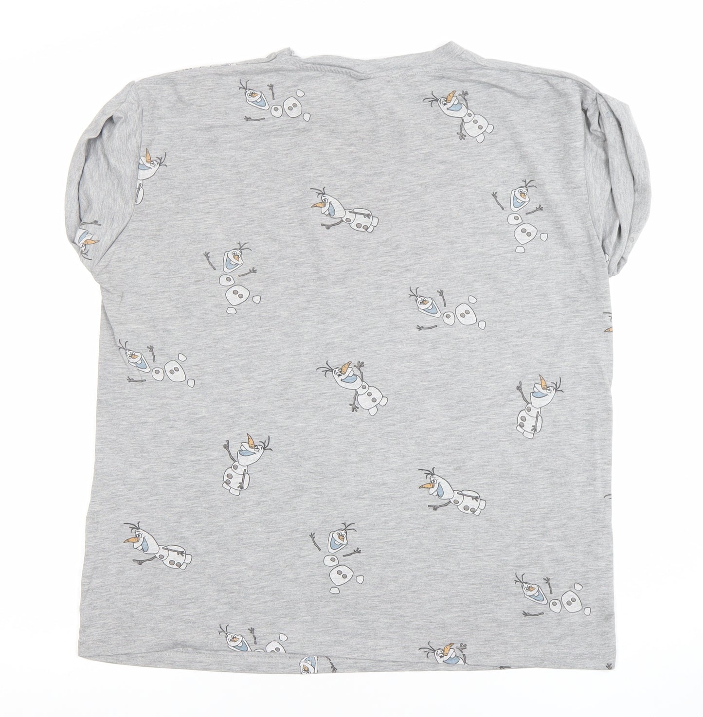 Disney Women Grey Olaf T-Shirt L Short Sleeve Cotton Blend Casual
