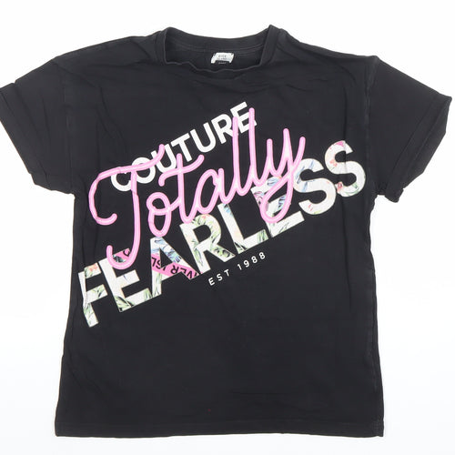 River Island Girls Black Totally Fearless Graphic T-Shirt 7-8 Years
