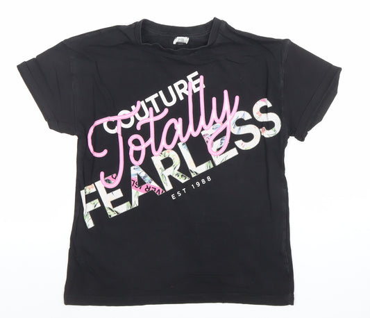River Island Girls Black Totally Fearless Graphic T-Shirt 7-8 Years