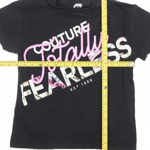 River Island Girls Black Totally Fearless Graphic T-Shirt 7-8 Years