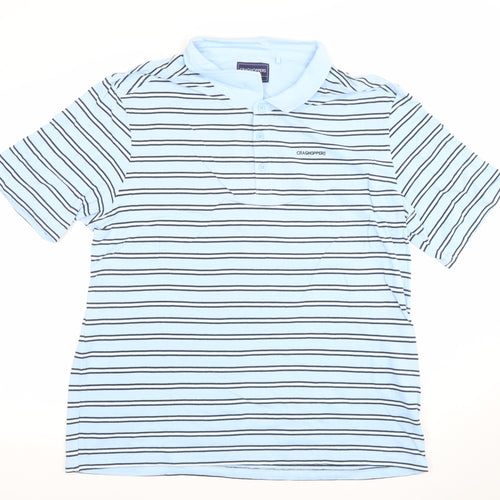 Craghoppers Men’s Blue Striped Polo Shirt XL Lightweight Outdoor Top