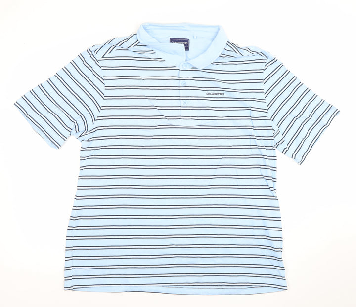 Craghoppers Men’s Blue Striped Polo Shirt XL Lightweight Outdoor Top