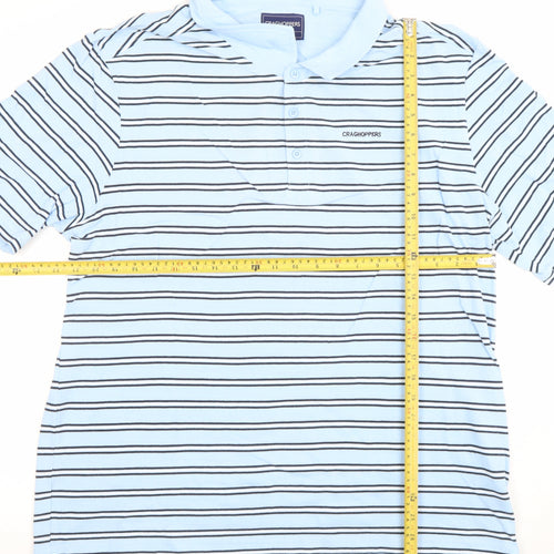 Craghoppers Men’s Blue Striped Polo Shirt XL Lightweight Outdoor Top