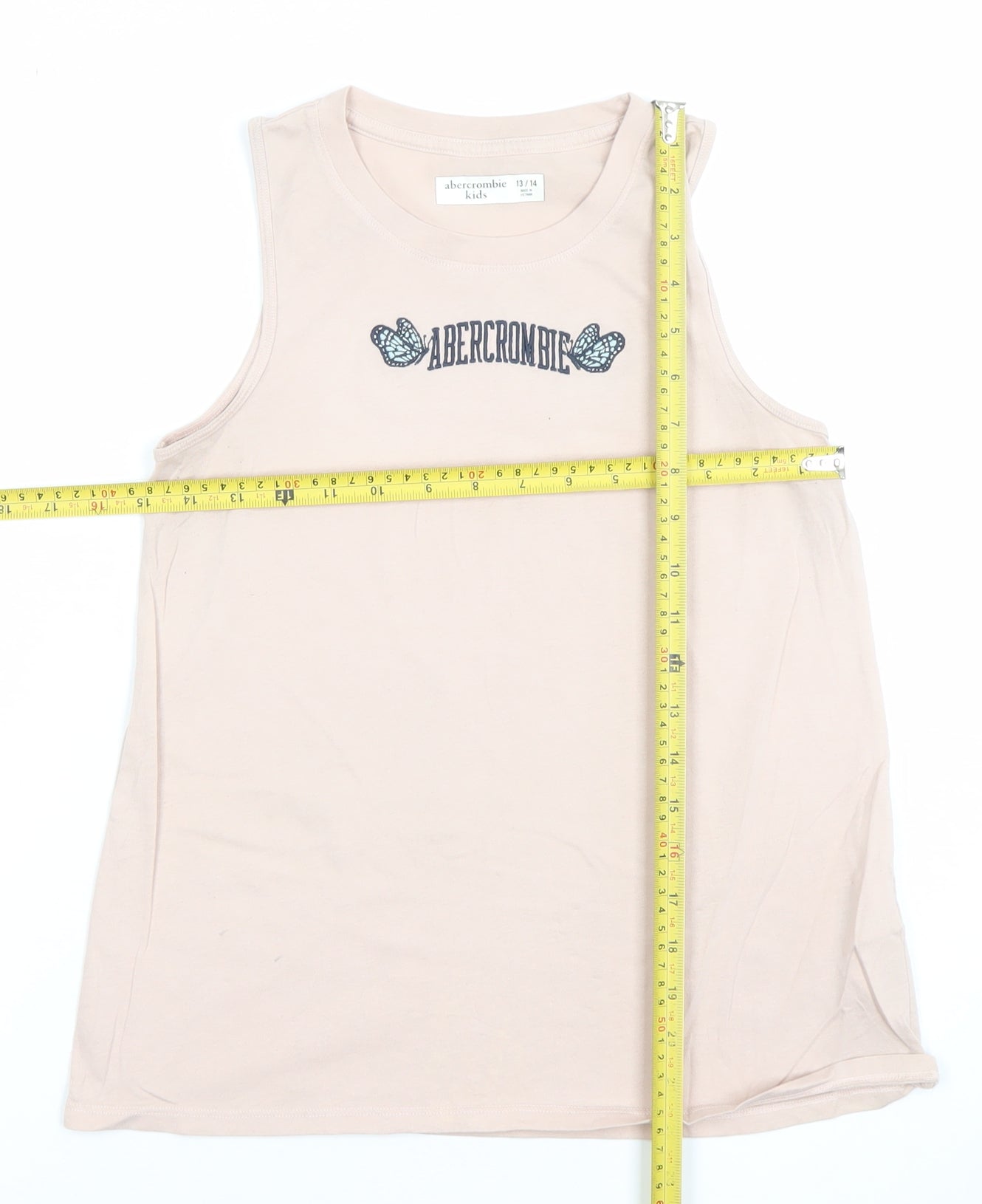 Abercrombie Kids Girls Beige Butterfly Logo Tank Top 13-14 Years