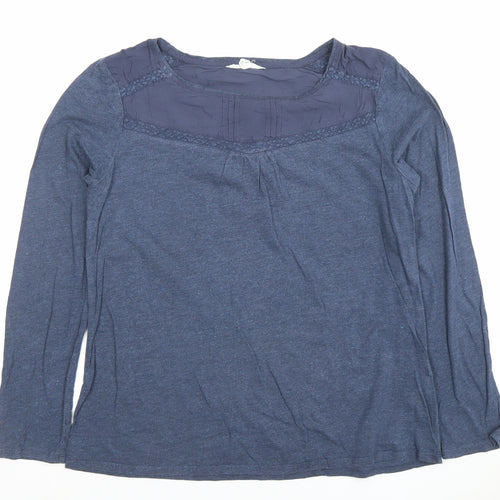 White Stuff Women’s Blue Long Sleeve Cotton Wool Tunic Blouse Size 12