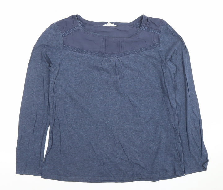 White Stuff Women’s Blue Long Sleeve Cotton Wool Tunic Blouse Size 12