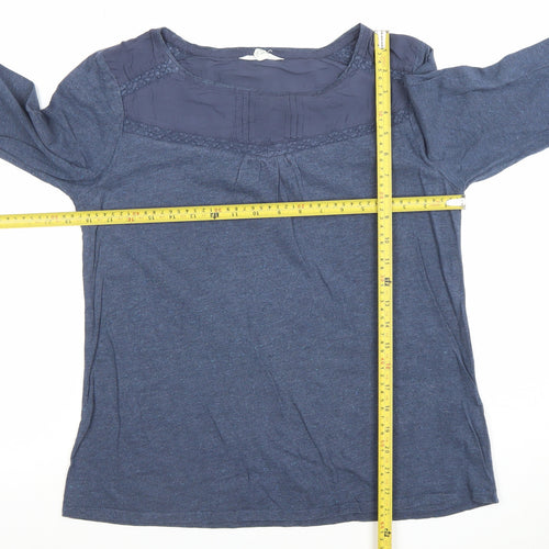 White Stuff Women’s Blue Long Sleeve Cotton Wool Tunic Blouse Size 12