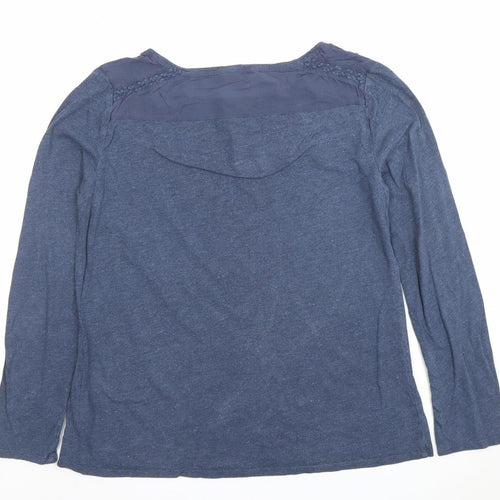White Stuff Women’s Blue Long Sleeve Cotton Wool Tunic Blouse Size 12